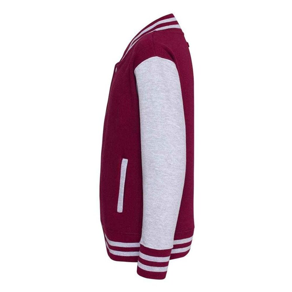 Awdis Childrens/Kids Varsity Jacket / Burgundy/Heather Grey